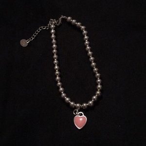 Cute 925 silver beaded bracelet with heart charm